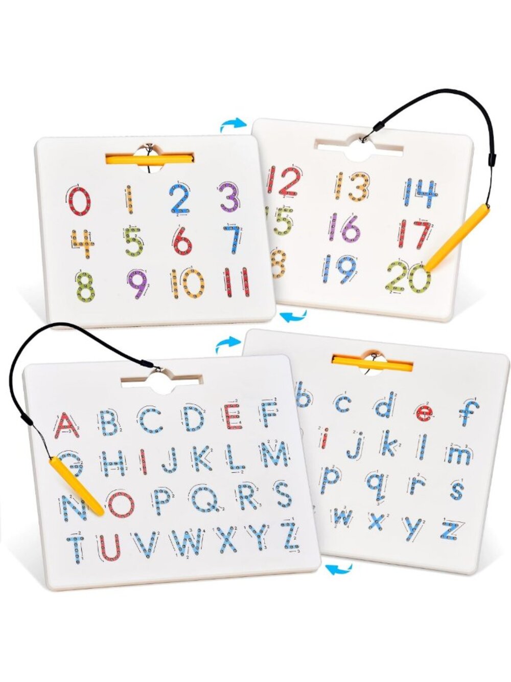 Magnetic Double-Sided Letter & Number Board - ABC 123 Tracing Set for Kids